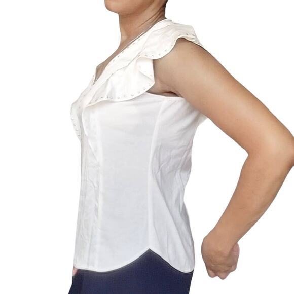 GENERATION LOVE Jordyn Stud silky flutter sleeve top blouse in white Size M NEW - Picture 2 of 8